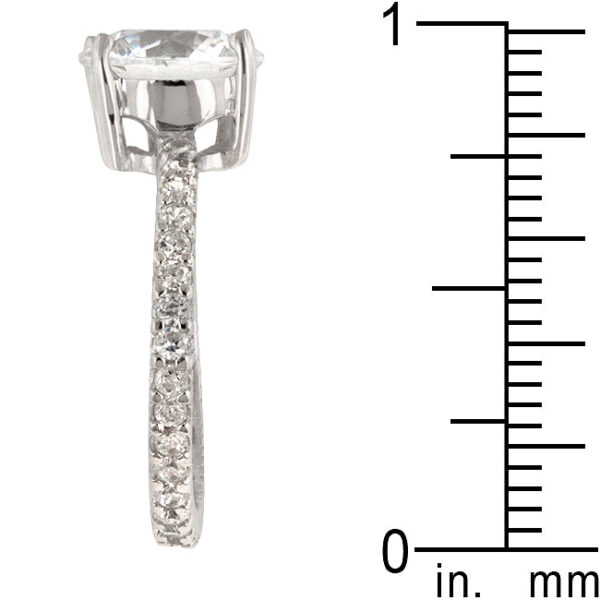Rhodium plated over .925 sterling silver ring with clear cubic zirconia.