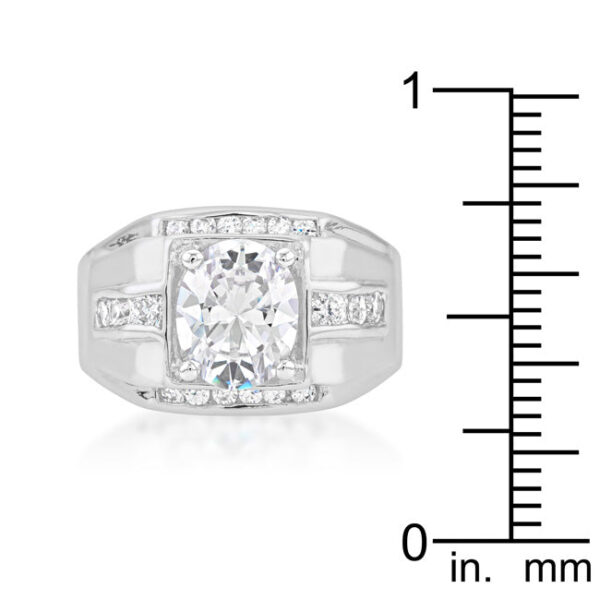 Classic mustang ring with 10 Mm X 7 Mm oval-cut cubic zirconia and silver tone over lead free alloy (brass).