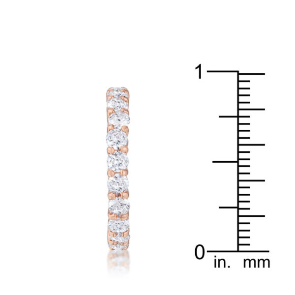 Anniversary band ring with rose gold tone finish over lead free alloy (brass) and round cubic zirconia.