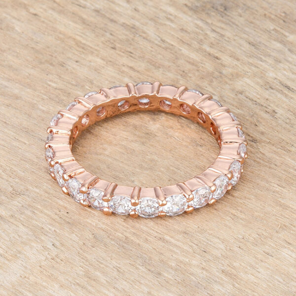 Band ring with 2.4 ct total stone weight and rose gold tone finish over lead free alloy (brass).