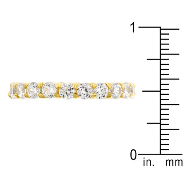 Round 3 Mm cubic zirconia accent stones on a gold tone finish over lead free alloy (brass) band ring.