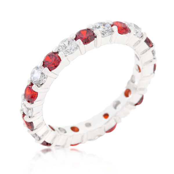 Mini Jessica band in rhodium plated over .925 sterling silver with clear round cubic zirconia in prongs.