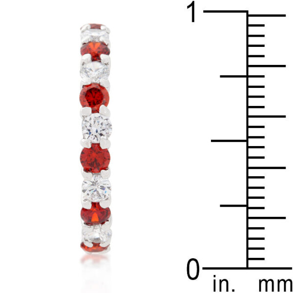 Anniversary band in rhodium plated over .925 sterling silver with clear round cubic zirconia in prongs.