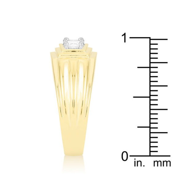 Triplet cubic zirconia ring in prongs with a 4.6 Mm width and gold tone over lead free alloy (brass).