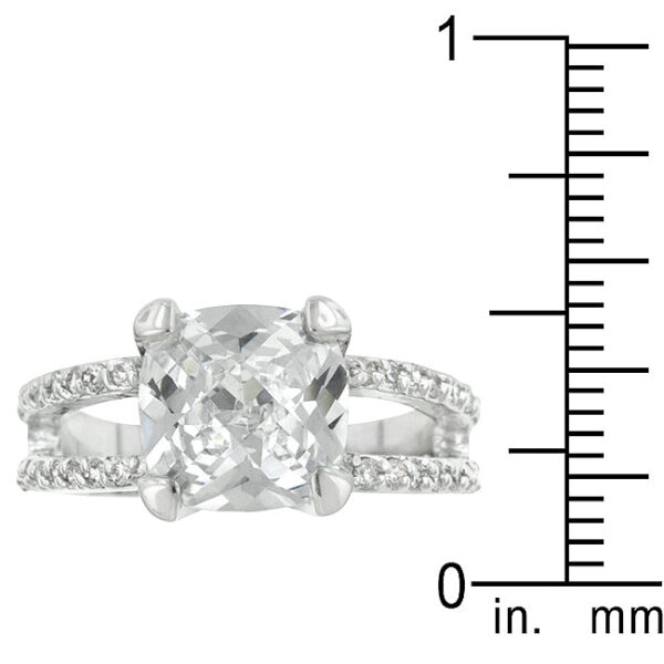Genuine cushion-cut cubic zirconia engagement ring in a prong setting with 5 ct total stone weight.