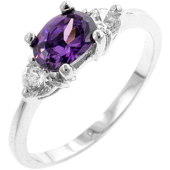 The ring with 1 ct total stone weight, prong settings, and rhodium plated over lead free alloy (brass).