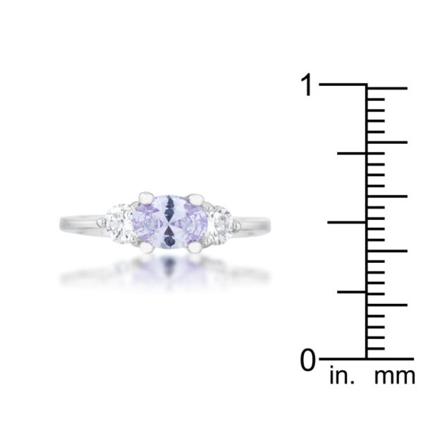 Classic lavender cubic zirconia ring with a 3.75 Mm stone size and 2mm width.