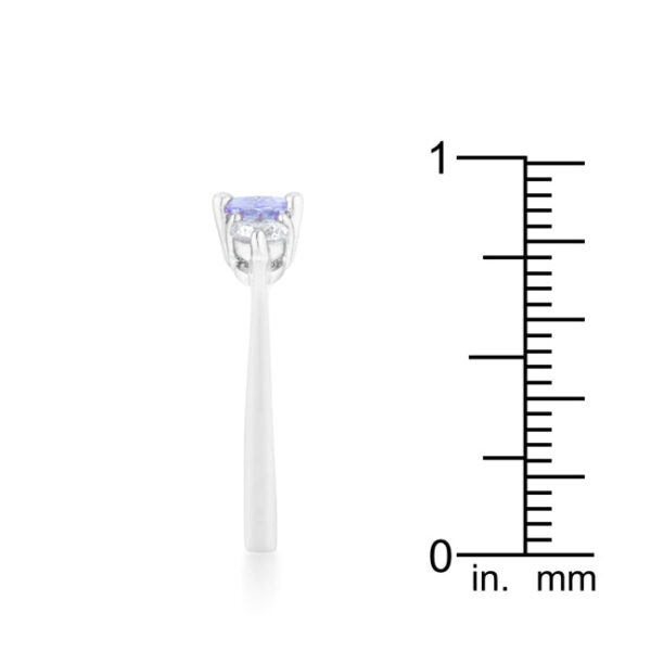 Lavender oval cubic zirconia ring held in prongs.