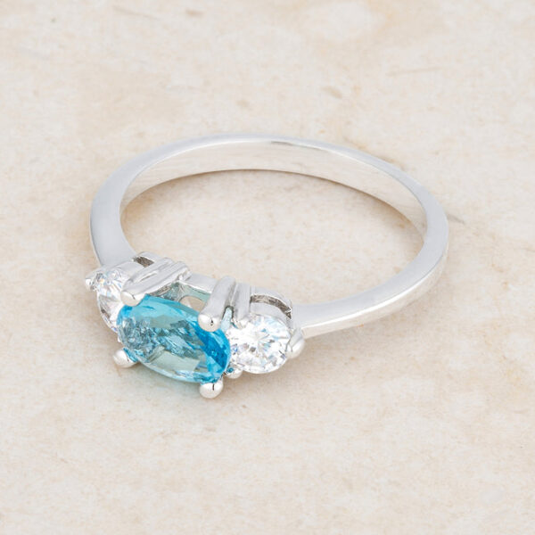 Classic 2mm-wide ring with topaz-colored cubic zirconia and rhodium plated over lead free alloy (brass).