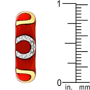 Horseshoe motif enamel ring with 1 ct total stone weight and gold tone over lead free alloy (brass).