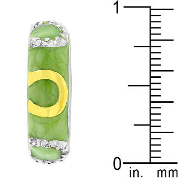 Horseshoe ring with green enamel, prong-set genuine cubic zirconia and 1 ct total stone weight.