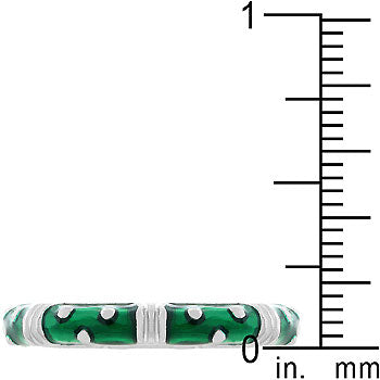 Green marbled enamel stacker ring, rhodium plated over lead free alloy (brass), with a 4 Mm width.