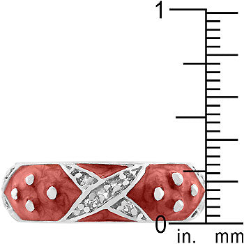 Cubic zirconia enamel ring in pink, with 1 ct total stone weight and rhodium plated over lead free alloy (brass).