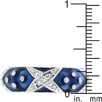 Marbled blue enamel eternity ring with 0.2 (ct) total carat weight.