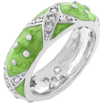 The ring with cubic zirconia in prongs, 1 ct total stone weight, rhodium plated over lead free alloy (brass).