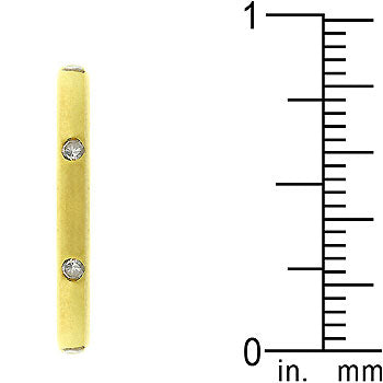 Wedding band with gold tone matte finish over lead free alloy (brass), 3 (mm) width, and 0.07 ct total carat weight.