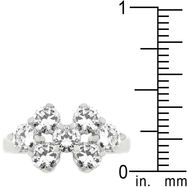 Clear cubic zirconia floral ring in a pave setting with 2.03 ct total stone weight.