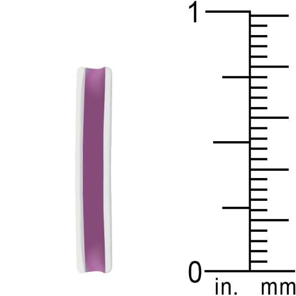 Fuchsia enamel eternity design in rhodium plated over lead free alloy (brass).