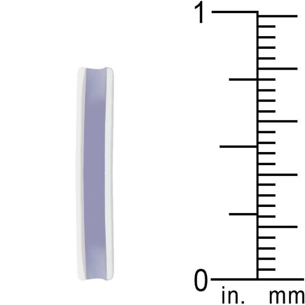 Lavender enamel eternity design in rhodium plated over lead free alloy (brass).