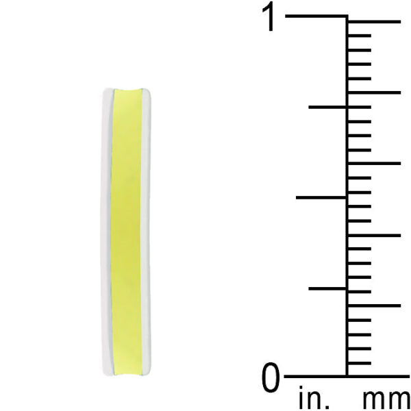 Yellow enamel eternity design in rhodium plated over lead free alloy (brass).