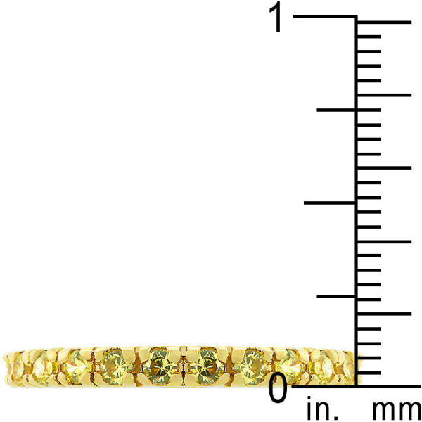 Yellow round cubic zirconia ring with 0.6 (ct) total weight and gold tone finish over lead free alloy (brass).