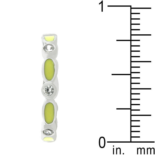 3 (mm) wide enamel stacker ring with white round genuine cubic zirconia in bezel settings.