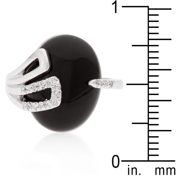 Onyx egg ring with round cubic zirconia in a Pave setting and a 1.9 Mm width.