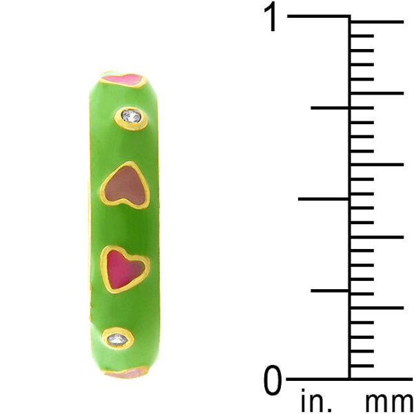 Cubic zirconia enamel hearts ring in gold tone finish over lead free alloy (brass), with 0.4 (ct) total carat weight.