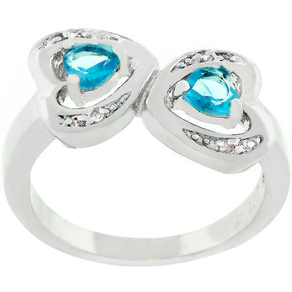 Heart ring with genuine cubic zirconia in a pave setting, rhodium plated over lead free alloy (brass).