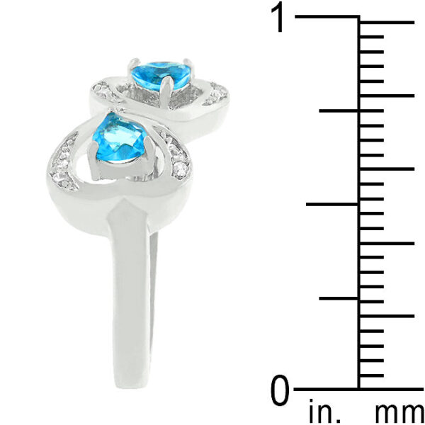 Heart-cut cubic zirconia pave ring in rhodium plated over lead free alloy (brass).