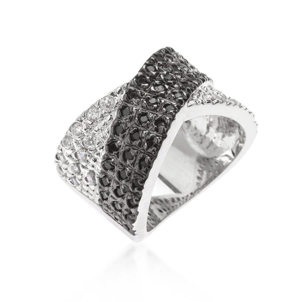 The ring with Silver tone finish over Lead Free Alloy (brass) and genuine cubic zirconia.