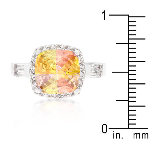 10 Mm cubic zirconia cocktail ring with a 2.2 Mm width, rhodium plated over lead free alloy (brass).
