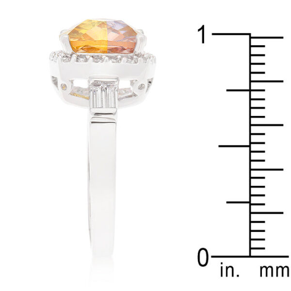 Genuine cubic zirconia cocktail ring in a bar setting, rhodium plated over lead free alloy (brass).