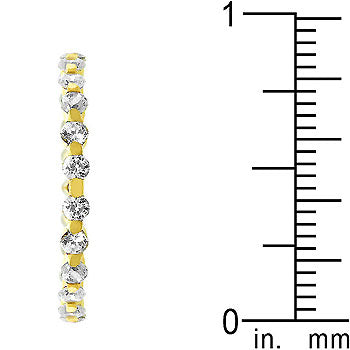 Lace band with 2.2 Mm round cubic zirconia in a bar setting and gold tone finish over .925 sterling silver.