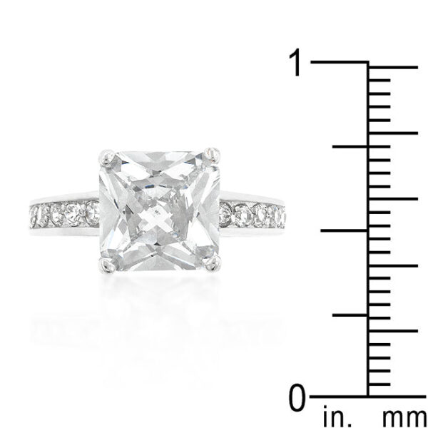 Princess-cut genuine cubic zirconia ring, 3 (mm) wide, rhodium plated over lead free alloy (brass).