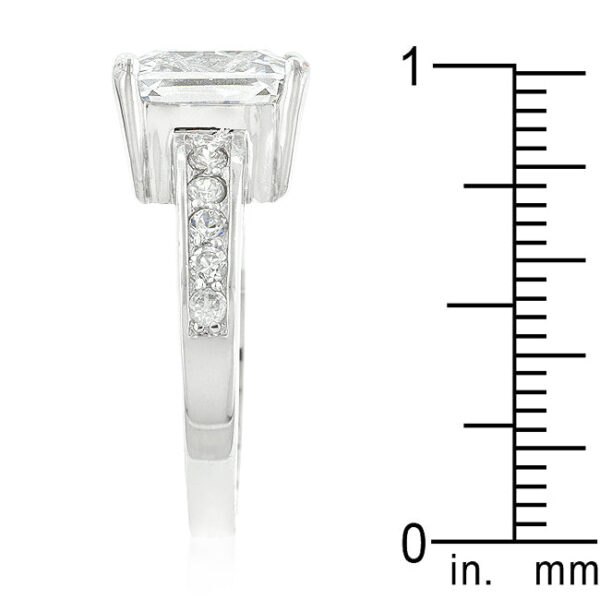 Bridal pave ring with a 10 Mm stone size and rhodium plated over lead free alloy (brass).