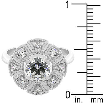 Anniversary-style ring, rhodium plated over lead free alloy (brass), with clear cubic zirconia.