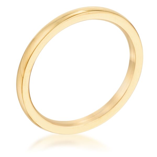 2 Mm wedding band with gold tone finish over 304l stainless steel.