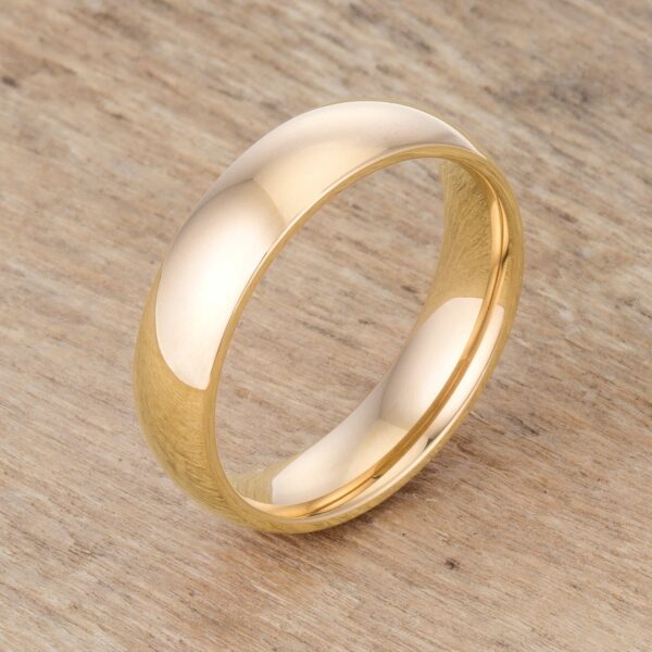 Wedding-style 5 mm ring in gold tone finish over 34l stainless steel, with an 18K fineness.