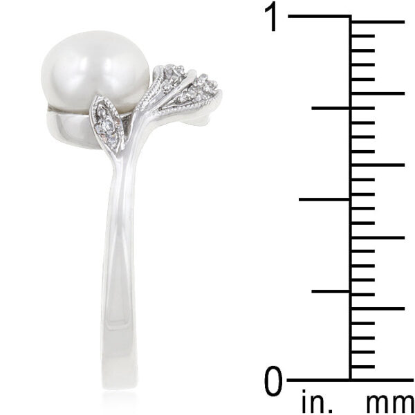 Floral ring, 2.8 Mm wide, with prong-set round cubic zirconia and 0.24 ct total stone weight.
