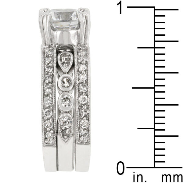 1.7 Mm engagement ring with round cubic zirconia and 3.24 ct total stone weight.