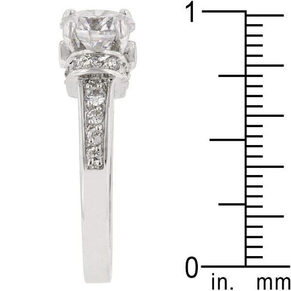 Engagement-style ring with pink round cubic zirconia and a 2.7 (mm) width.