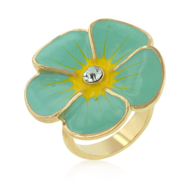 The ring with round 4 Mm cubic zirconia in a bezel setting and gold tone finish over lead free alloy (brass).