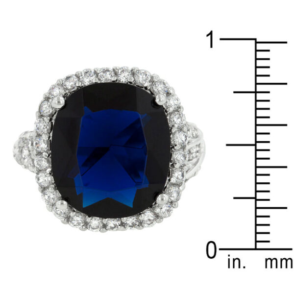 Oval sapphire-colored cubic zirconia ring with 21.1 ct total stone weight and a 3 (mm) width.