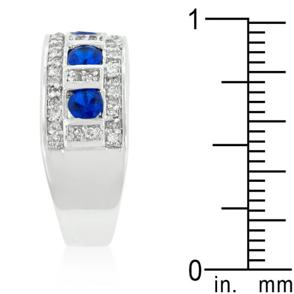 Blue and clear genuine cubic zirconia ring in bar settings with 1.1 ct total carat weight and a 5 (mm) width.