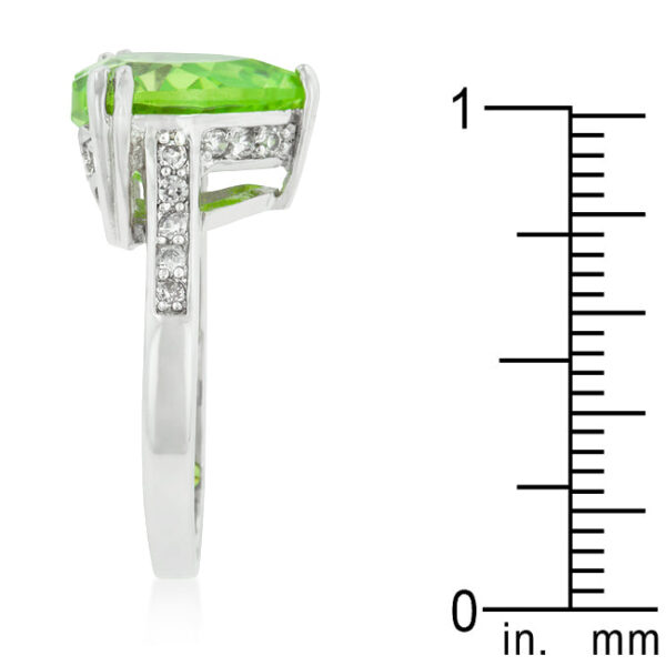 Heart-cut cubic zirconia ring with 7.2 ct total stone weight, rhodium plated over lead free alloy (brass).