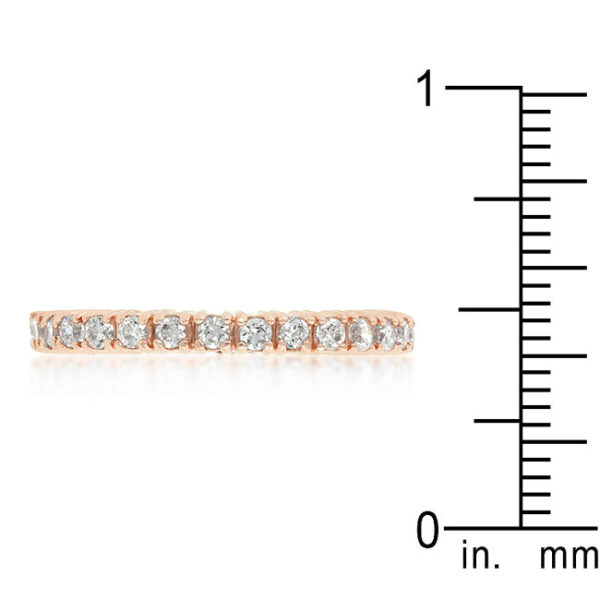 2.5 Mm wide anniversary eternity band with clear round 2 (mm) cubic zirconia in prongs.