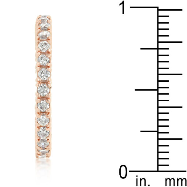 18K rosegold plated over lead free alloy (brass) band with clear cubic zirconia in prong settings.