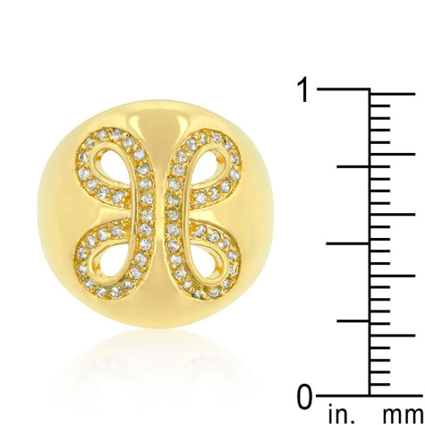 Round cubic zirconia ribbon cocktail ring, 5 (mm) wide, in gold tone finish over lead free alloy (brass).