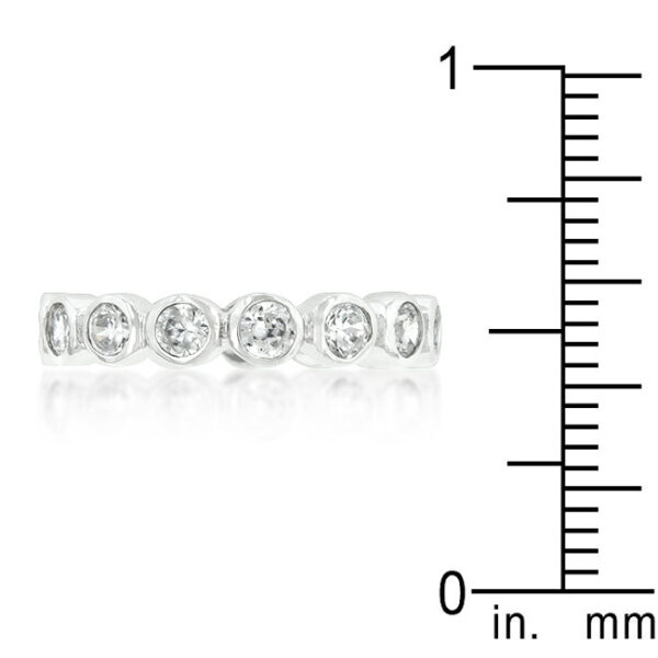 Linked bezel band with 2.5 Mm round genuine cubic zirconia and rhodium plated over lead free alloy (brass).